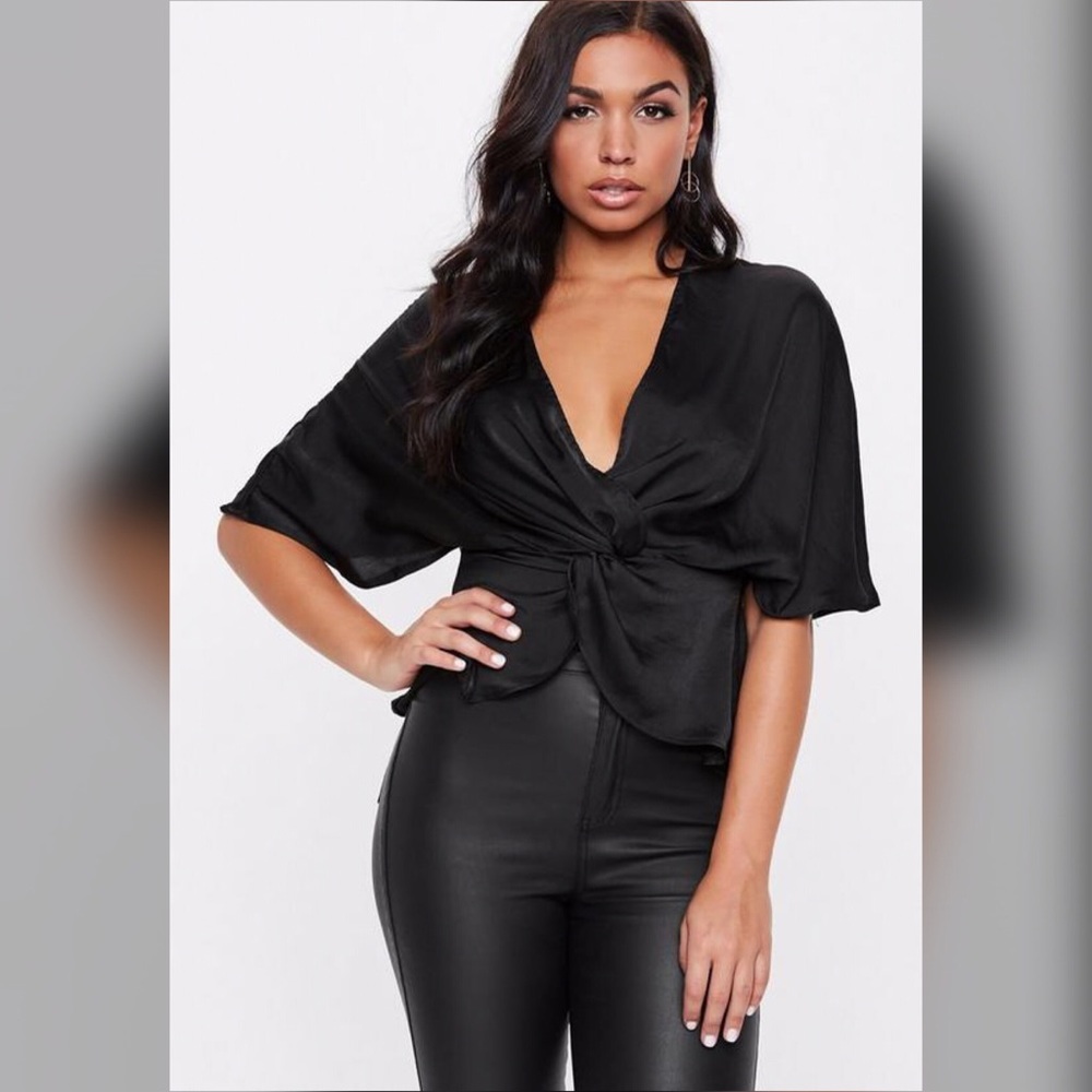 Black twist front blouse